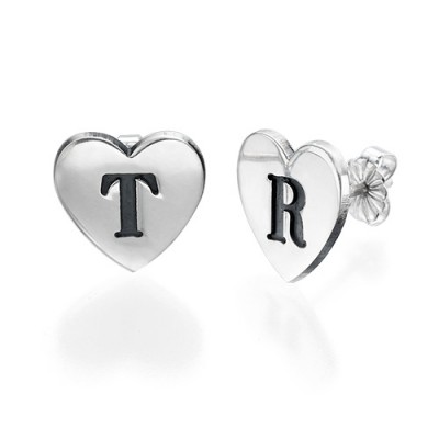 Heart Initial Earrings - Name My Jewelry ™