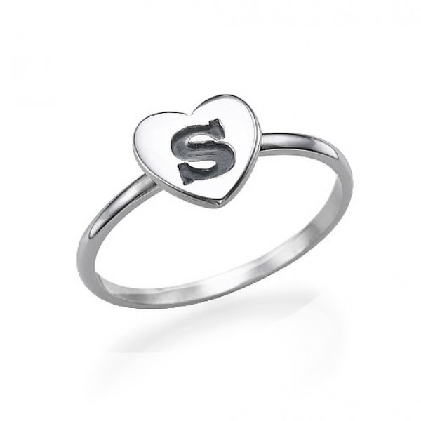 Heart Initial Ring in Sterling Silver - Name My Jewelry ™