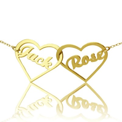 Double Heart Name Necklace 18ct Gold Plated - Name My Jewelry ™
