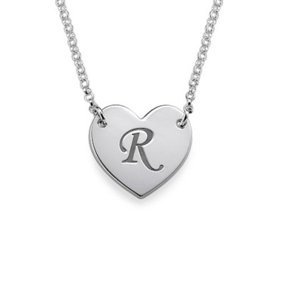 Heart Necklace with Initial Print Font - Name My Jewelry ™