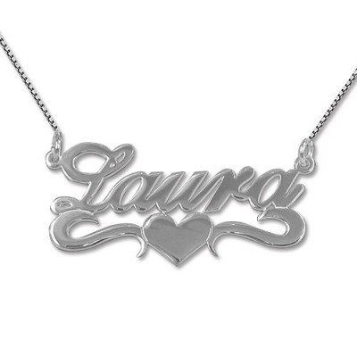 Silver Middle Heart Name Necklace - Name My Jewelry ™