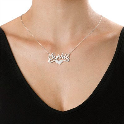 Silver Middle Heart Name Necklace - Name My Jewelry ™