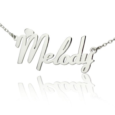 personalized 18ct White Gold Plated Fiolex Girls Fonts Heart Name Necklace - Name My Jewelry ™