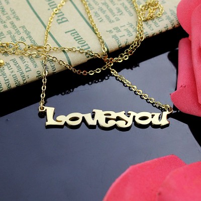 Cute Cartoon Ravie Font 18ct Gold Plated Name Necklace - Name My Jewelry ™