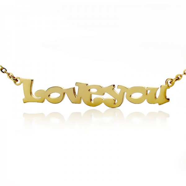 Cute Cartoon Ravie Font 18ct Gold Plated Name Necklace - Name My Jewelry ™