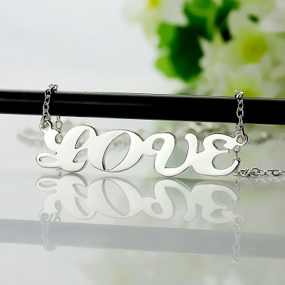 18ct White Gold Plated Capital Puff Font Name Necklace - Name My Jewelry ™