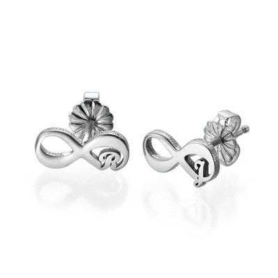 Infinity Stud Earrings with Initial - Name My Jewelry ™
