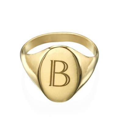 Initial Signet Ring - 18ct Gold Plated - Name My Jewelry ™
