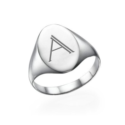 Initial Signet Ring in Sterling Silver - Name My Jewelry ™