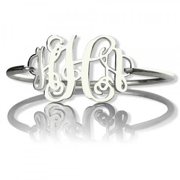 personalized Monogram Initial Bracelet 1.25 Inch Sterling Silver - Name My Jewelry ™
