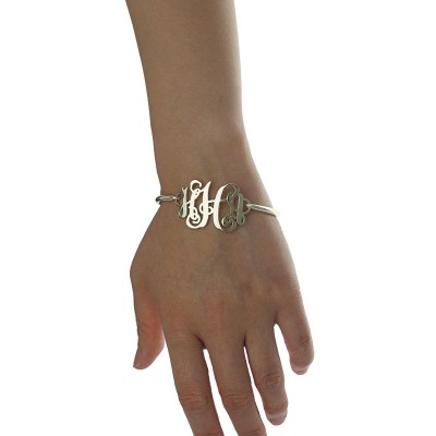 personalized Monogram Initial Bracelet 1.25 Inch Sterling Silver - Name My Jewelry ™