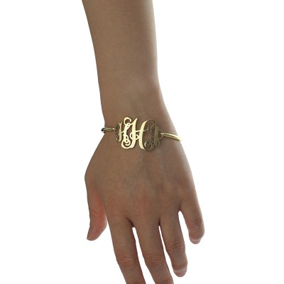 18ct Gold Plated Monogram Initial Bracelet 1.25 Inch - Name My Jewelry ™