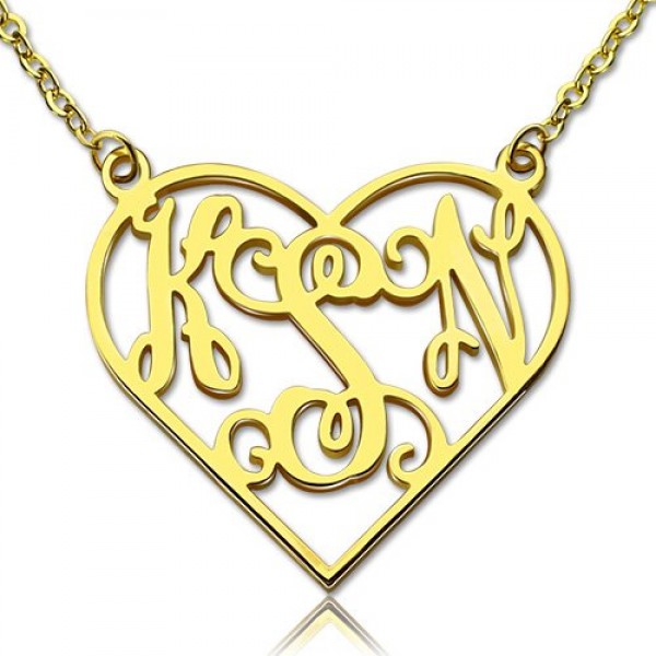 Cut Out Heart Monogram Necklace 18ct Gold Plated - Name My Jewelry ™