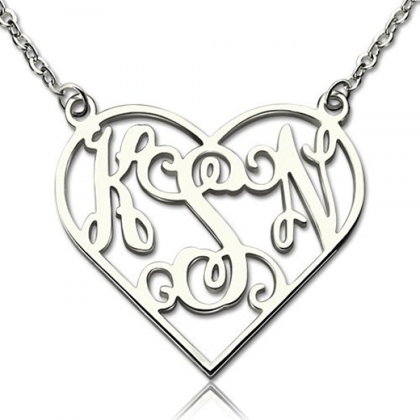 Heart Monogram Necklace Sterling Silver - Name My Jewelry ™