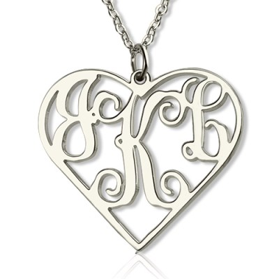 Sterling Silver Cut Out Heart Monogram Necklace - Name My Jewelry ™