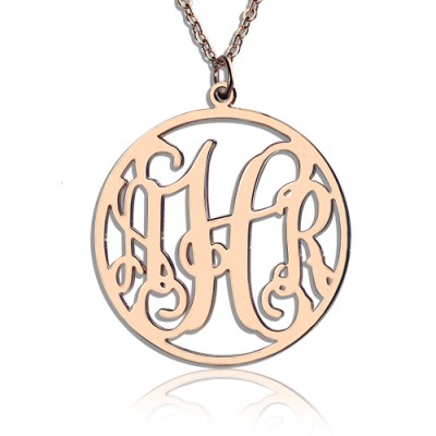 Circle Initial Monogram Necklace Rose Gold Plated - Name My Jewelry ™