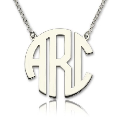 Sterling Silver Block Monogram Pendant Necklace - Name My Jewelry ™