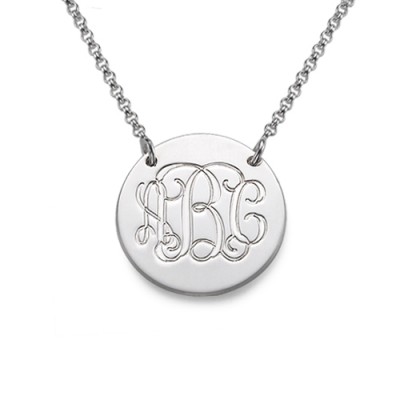 Monogram Disc Necklace in Sterling Silver - Name My Jewelry ™