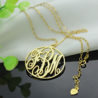 18ct Gold Plated Circle Initial Monogram Necklace - Name My Jewelry ™