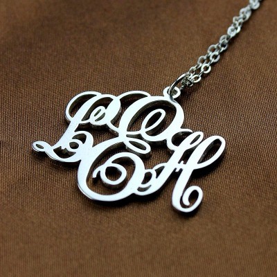 personalized Vine Font Initial Monogram Necklace Sterling Silver - Name My Jewelry ™