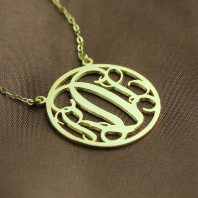 18ct Gold Plated Circle Monogram Necklace - Name My Jewelry ™