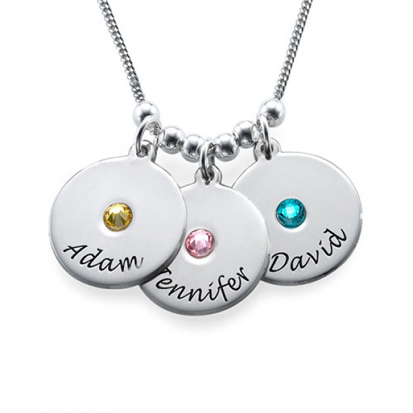 Mother's Disc and Birthstone Necklace  - Name My Jewelry ™