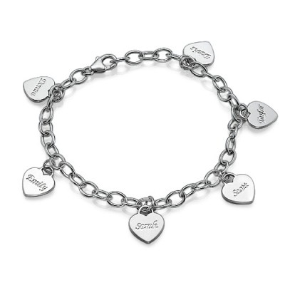 Mum Charm Bracelet/Anklet with personalized Hearts - Name My Jewelry ™