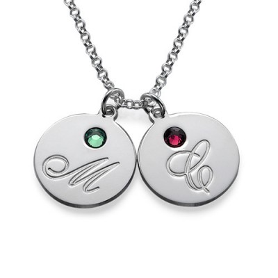 Multiple Initial Pendant Necklace with Birthstones  - Name My Jewelry ™