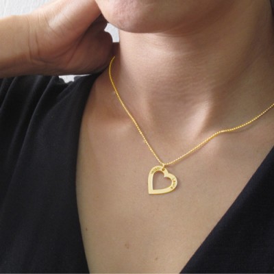 18k Gold Plated 0.925 Silver Engraved Necklace - Heart - Name My Jewelry ™