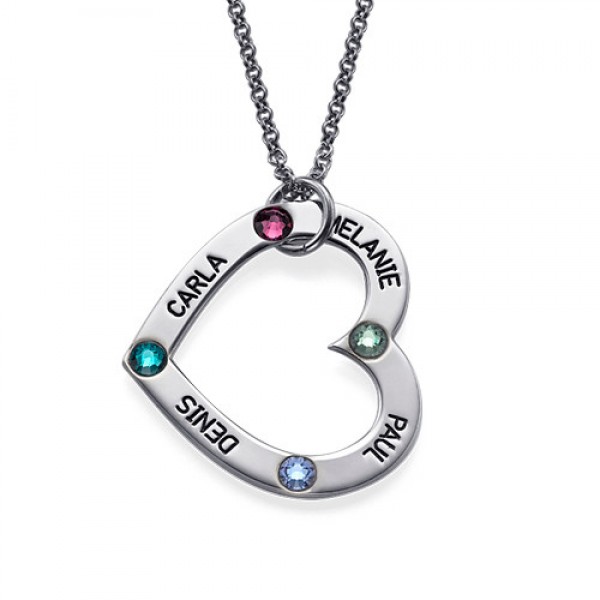 Mum's Birthstone Heart Necklace  - Name My Jewelry ™