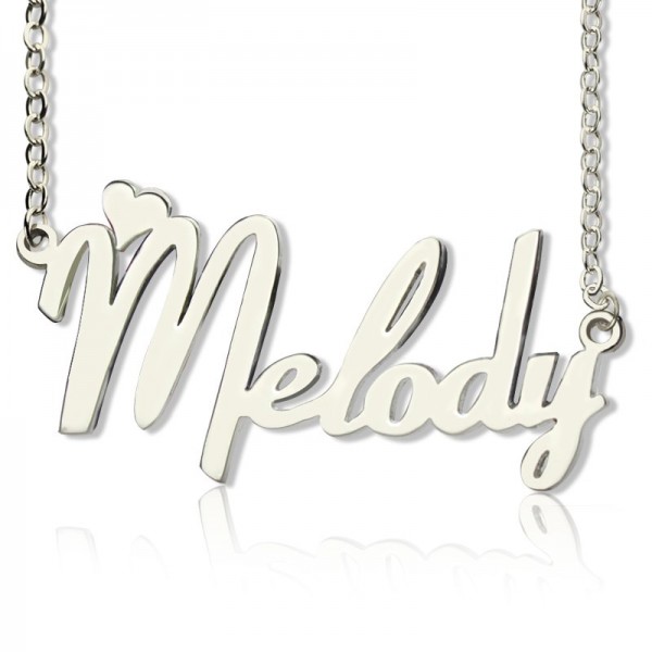 personalized 18ct White Gold Plated Fiolex Girls Fonts Heart Name Necklace - Name My Jewelry ™