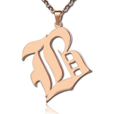 Rose Gold Plated Initial Necklace Old English Style - Name My Jewelry ™