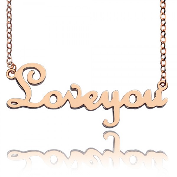 personalized Solid Rose Gold French Font I Love You Name Necklace - Name My Jewelry ™
