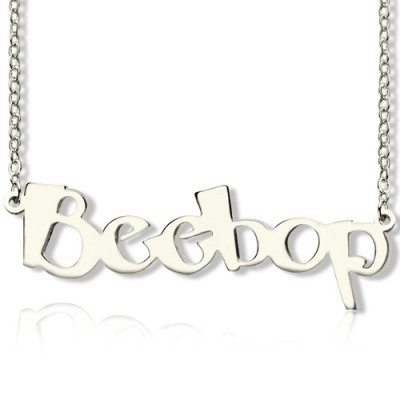 Solid White Gold personalized Beetle font Letter Name Necklace - Name My Jewelry ™
