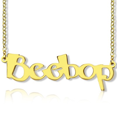 Solid Gold 18ct personalized Beetle font Letter Name Necklace - Name My Jewelry ™