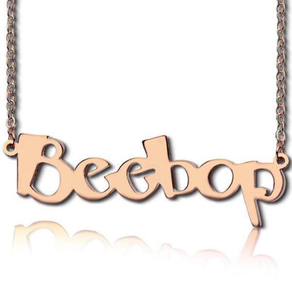 Solid Rose Gold personalized Beetle font Letter Name Necklace - Name My Jewelry ™