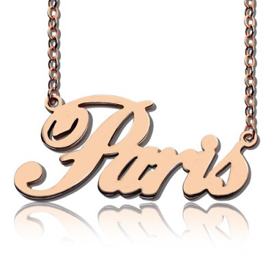 Paris Hilton Style Name Necklace 18ct Solid Rose Gold Plated - Name My Jewelry ™
