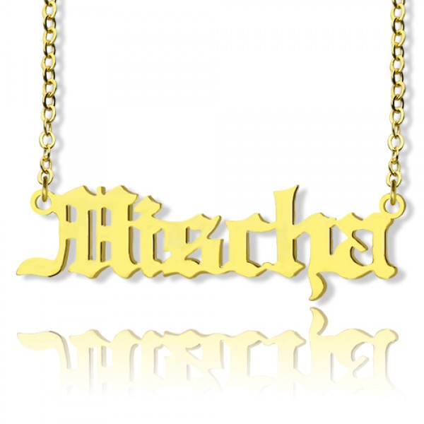 Mischa Barton Old English Font Name Necklace 18ct Gold Plated - Name My Jewelry ™