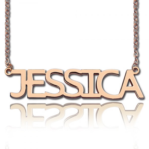 Solid Rose Gold Plated Jessica Style Name Necklace - Name My Jewelry ™
