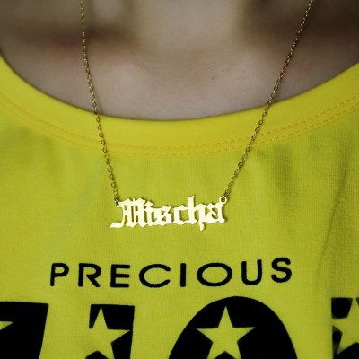 Old English Name Necklace 18ct Gold Plated - Name My Jewelry ™