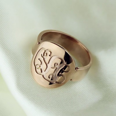 Engraved Script Rose Gold Monogrammed Ring - Name My Jewelry ™