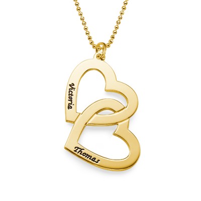 18CT personalized Gold Plated Heart in Heart Necklace - Name My Jewelry ™