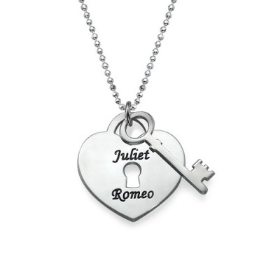 personalized Heart Lock with Key Pendant - Name My Jewelry ™