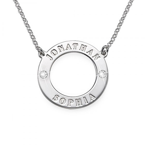 personalized Silver Karma Necklace with Swarovski - Name My Jewelry ™