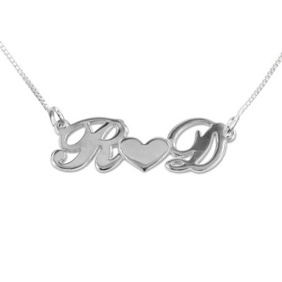 personalized Silver Couples Heart Necklace - Name My Jewelry ™