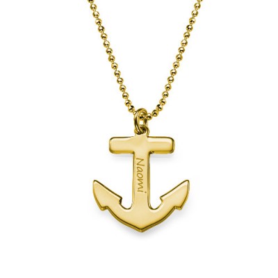 18ct Gold Plated Sterling Silver Anchor Necklace - Name My Jewelry ™