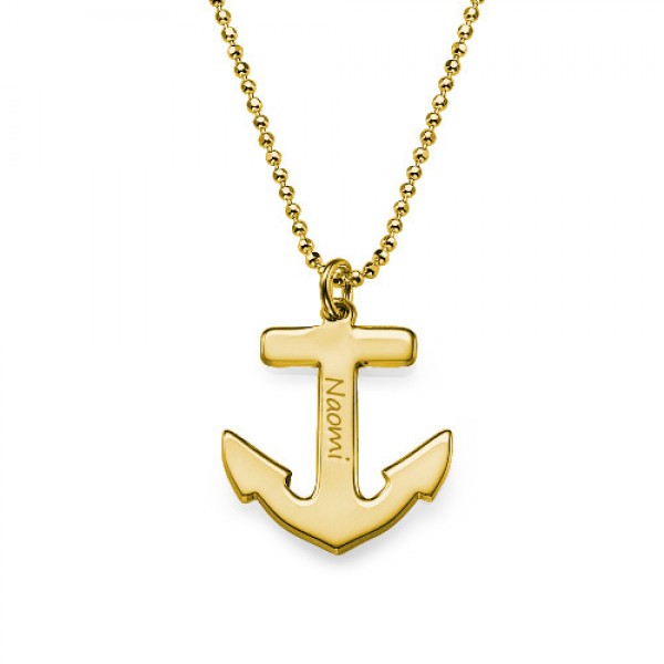18ct Gold Plated Sterling Silver Anchor Necklace - Name My Jewelry ™