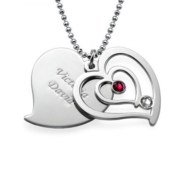 personalized Couples Birthstone Heart Necklace  - Name My Jewelry ™