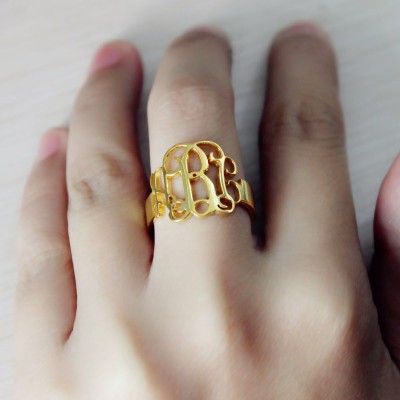 18ct Gold Plated Monogram Ring Cut Out - Name My Jewelry ™