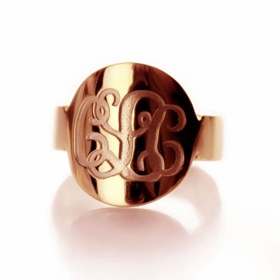 Engraved Script Rose Gold Monogrammed Ring - Name My Jewelry ™